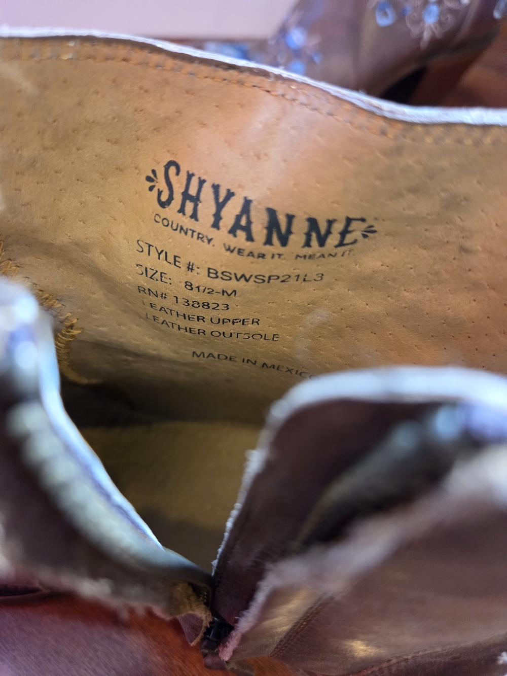 Shyanne Brown Ankle Boots with Blue Floral Embroidery - Picture 4 of 4
